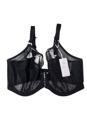 Elomi Matilda Plunge Bra, Unpadded, Underwired, Large Cup, Black, Size 36K